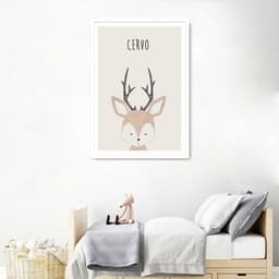 Quadro Infantil Didático Cervo 86x60 Caixa Branco