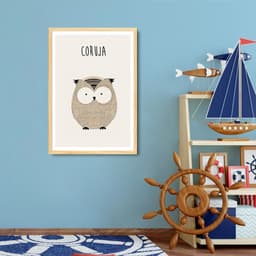 Quadro Infantil Didático Coruja 100x70 Caixa Marfim