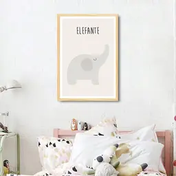 Quadro Infantil Didático Elefante 100x70 Caixa Marfim