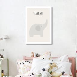 Quadro Infantil Didático Elefante 100x70 Sem Moldura