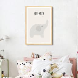 Quadro Infantil Didático Elefante 86x60 Caixa Marfim