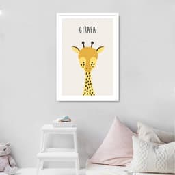 Quadro Infantil Didático Girafa 100x70 Caixa Branco