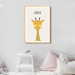 Quadro Infantil Didático Girafa 86x60 Caixa Marfim