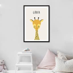 Quadro Infantil Didático Girafa 86x60 Caixa Preto