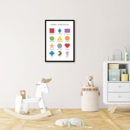 Quadro Infantil Formas Geométricas 43x30 Caixa Preto