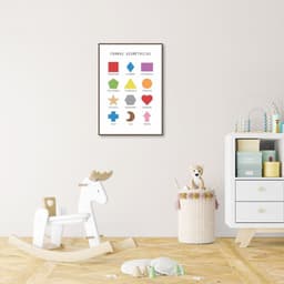Quadro Infantil Formas Geométricas 43x30 Filete Marrom