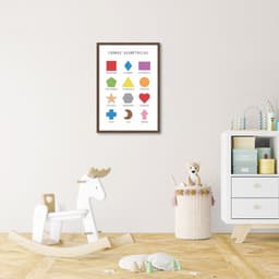 Quadro Infantil Formas Geométricas 86x60 Caixa Marrom