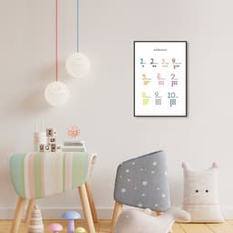 Quadro Infantil Números 43x30 Filete Preto