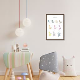 Quadro Infantil Números 86x60 Caixa Marrom