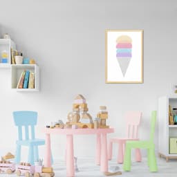 Quadro Infantil Sorvete Colorido 100x70 Caixa Marfim