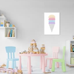 Quadro Infantil Sorvete Colorido 100x70 Filete Branco