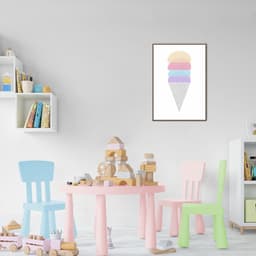 Quadro Infantil Sorvete Colorido 100x70 Filete Marrom