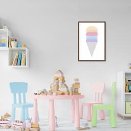 Quadro Infantil Sorvete Colorido 86x60 Caixa Marrom