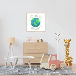 Quadro Infantil Welcome to the World 86x86 Filete Marfim