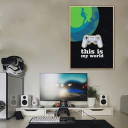 Quadro Jogador de Vídeo Game Console 100x70 Filete Marfim