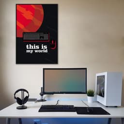 Quadro Jogador de Vídeo Game Desktop 100x70 Filete Preto