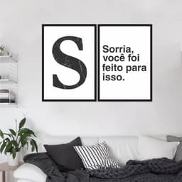 Quadro Letra S Frase Sorria 142x100 2-100x70 Caixa Preto