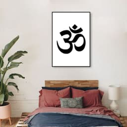 Quadro Mantra Om 60x43 Filete Preto