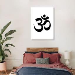 Quadro Mantra Om 86x60 Filete Branco