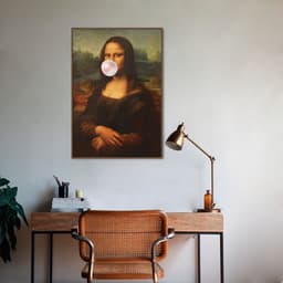 Quadro Mona Lisa Bola de Chiclete 100x70 Filete Marrom