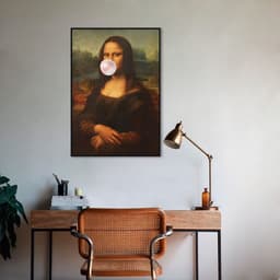 Quadro Mona Lisa Bola de Chiclete 100x70 Filete Preto
