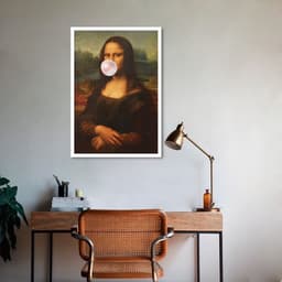 Quadro Mona Lisa Bola de Chiclete 86x60 Caixa Branco