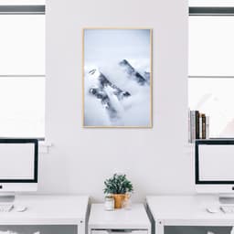 Quadro Montanha Nevada 43x30 Filete Marfim