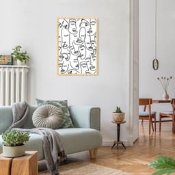 Quadro Mulheres Line Faces 43x30 Caixa Marfim