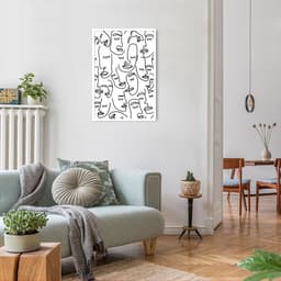 Quadro Mulheres Line Faces 60x43 Caixa Branco