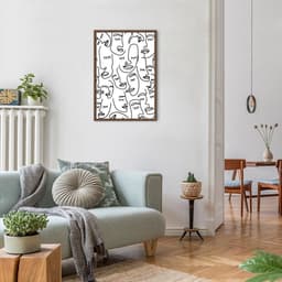 Quadro Mulheres Line Faces 60x43 Caixa Marrom