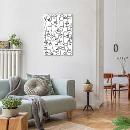 Quadro Mulheres Line Faces 86x60 Filete Branco