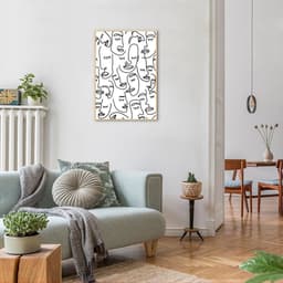 Quadro Mulheres Line Faces 86x60 Filete Marfim