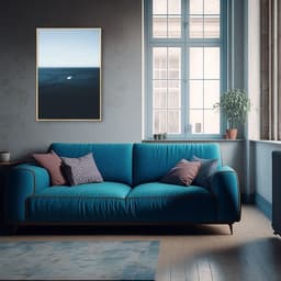 Quadro Oceano Barco em Origami 43x30 Filete Marfim