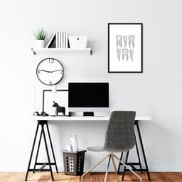 Quadro Odontologia Dentes Minimalista 100x70 Caixa Preto