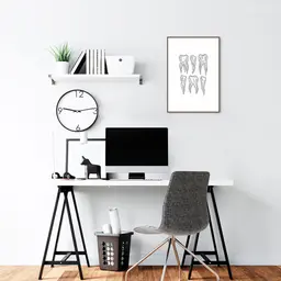 Quadro Odontologia Dentes Minimalista 100x70 Filete Marrom