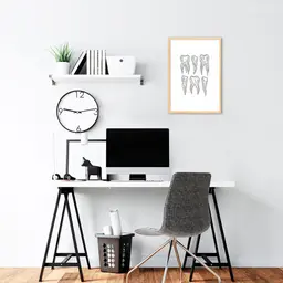 Quadro Odontologia Dentes Minimalista 43x30 Caixa Marfim