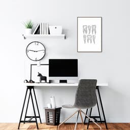 Quadro Odontologia Dentes Minimalista 43x30 Filete Marrom