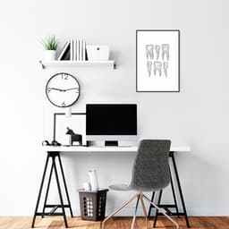 Quadro Odontologia Dentes Minimalista 43x30 Filete Preto