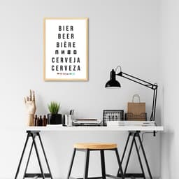 Quadro Palavra Cerveja Idiomas 100x70 Caixa Marfim