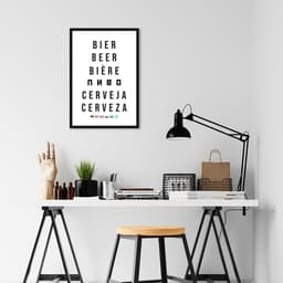 Quadro Palavra Cerveja Idiomas 100x70 Caixa Preto