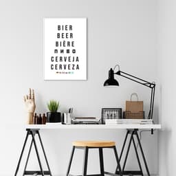 Quadro Palavra Cerveja Idiomas 100x70 Filete Branco