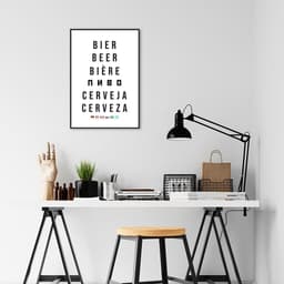 Quadro Palavra Cerveja Idiomas 100x70 Filete Preto