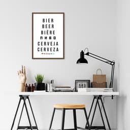 Quadro Palavra Cerveja Idiomas 43x30 Caixa Marrom