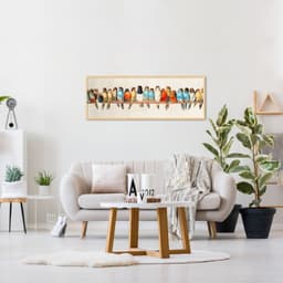 Quadro Passarinhos Coloridos Galho 120x43 Caixa Marfim