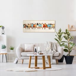 Quadro Passarinhos Coloridos Galho 120x43 Filete Branco