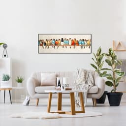 Quadro Passarinhos Coloridos Galho 120x43 Filete Preto