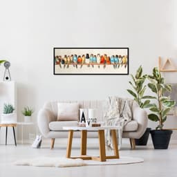 Quadro Passarinhos Coloridos Galho 86x30 Caixa Preto