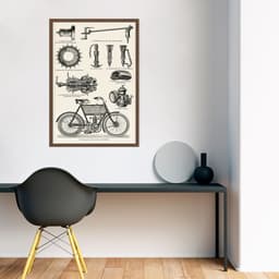 Quadro Peças de Motocicleta de 1894 43x30 Caixa Marrom
