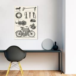 Quadro Peças de Motocicleta de 1894 43x30 Filete Branco