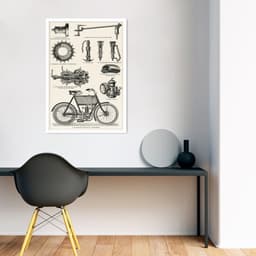 Quadro Peças de Motocicleta de 1894 86x60 Caixa Branco